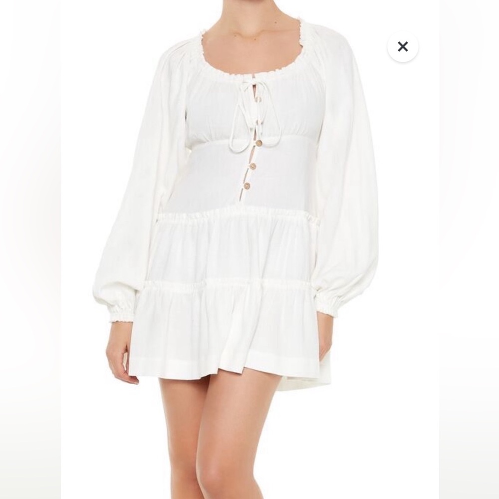 NWT F21 Tiered Tie Back Mini Dress 90% rayon👗10% linen size LARGE left